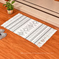 Diseño de borla de algodón Ansley Soft Lattice Area Textured Alfombra Beige Color